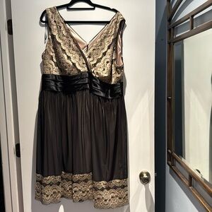 Black and Gold Lace Cocktail Dress